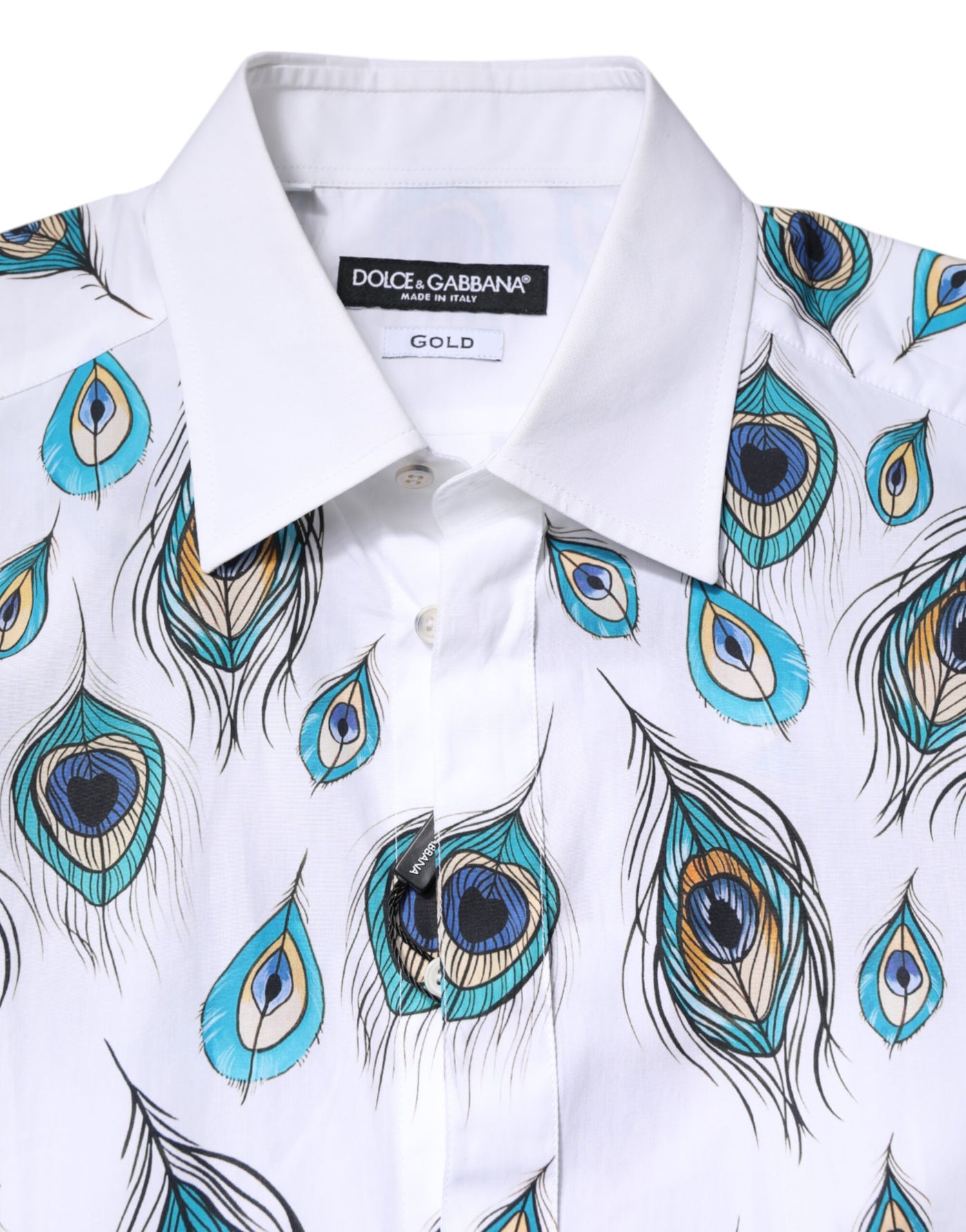 Chemise en coton blanc imprimé plumes Dolce &amp; Gabbana