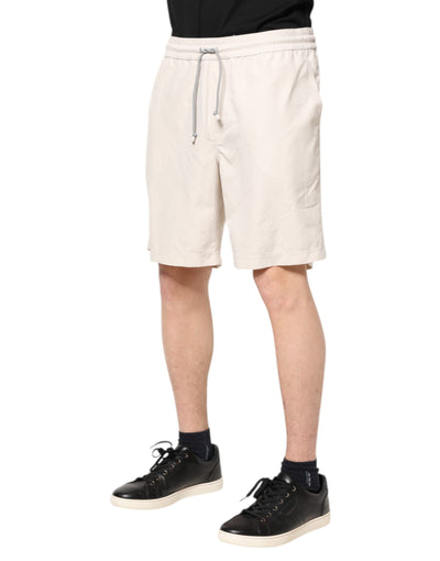 Brunello Cucinelli Off White Logo Heren Bermuda Sweatshorts Shorts