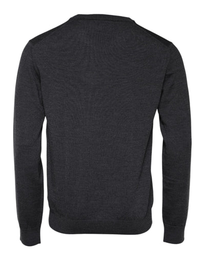 Pull en laine grise avec logo Dolce &amp; Gabbana pour homme