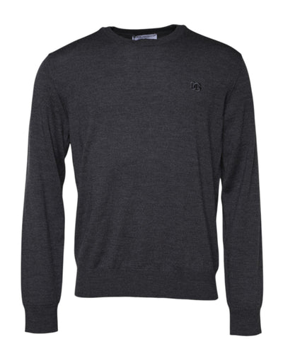 Pull en laine grise avec logo Dolce &amp; Gabbana pour homme