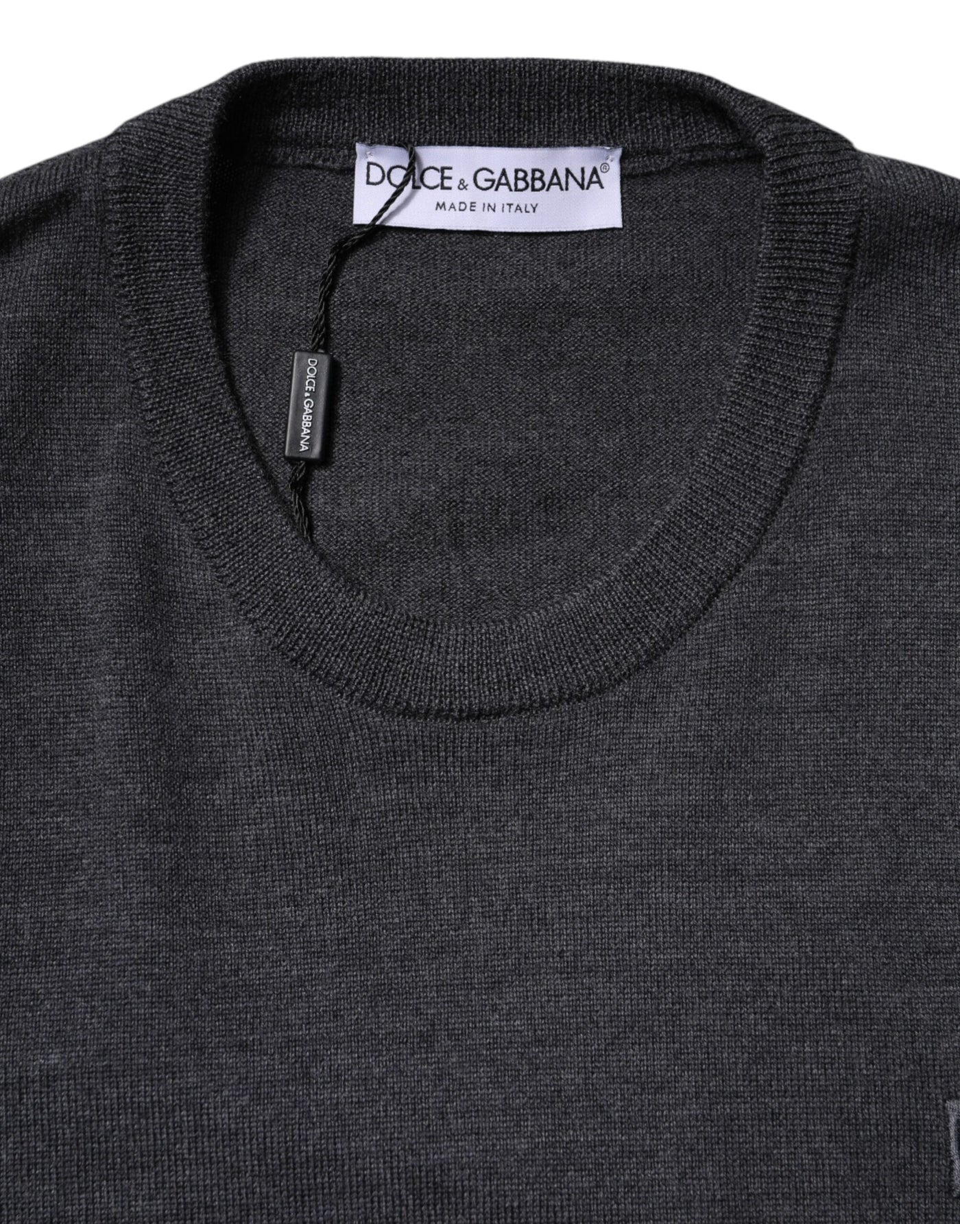 Pull en laine grise avec logo Dolce &amp; Gabbana pour homme