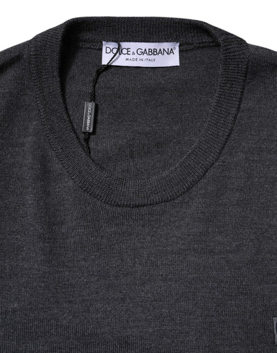 Pull en laine grise avec logo Dolce &amp; Gabbana pour homme