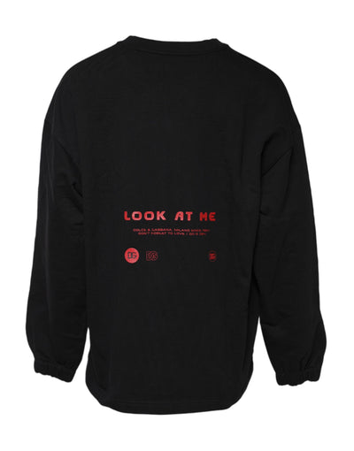 Pull en coton noir à imprimé graphique Dolce &amp; Gabbana