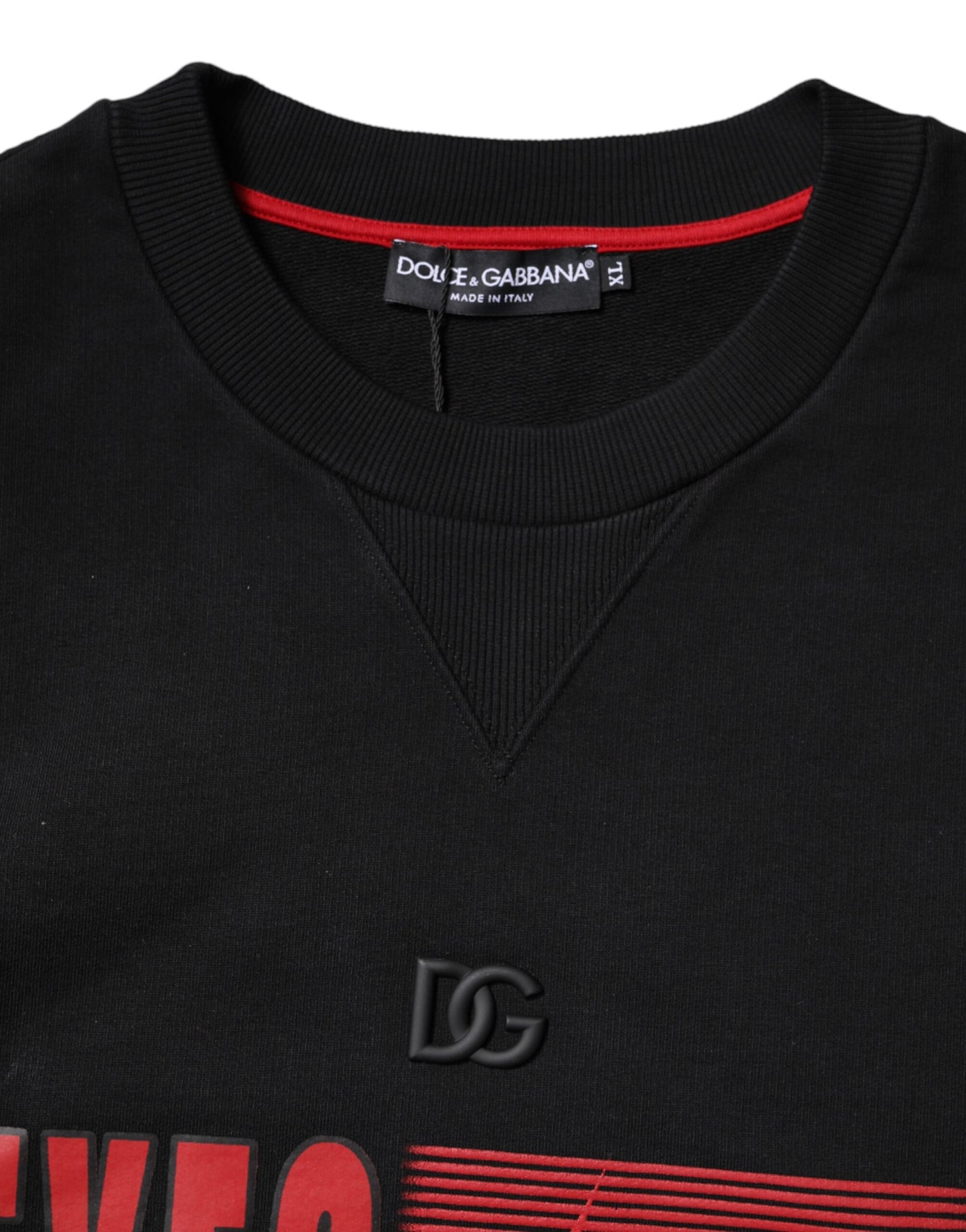 Pull en coton noir à imprimé graphique Dolce &amp; Gabbana