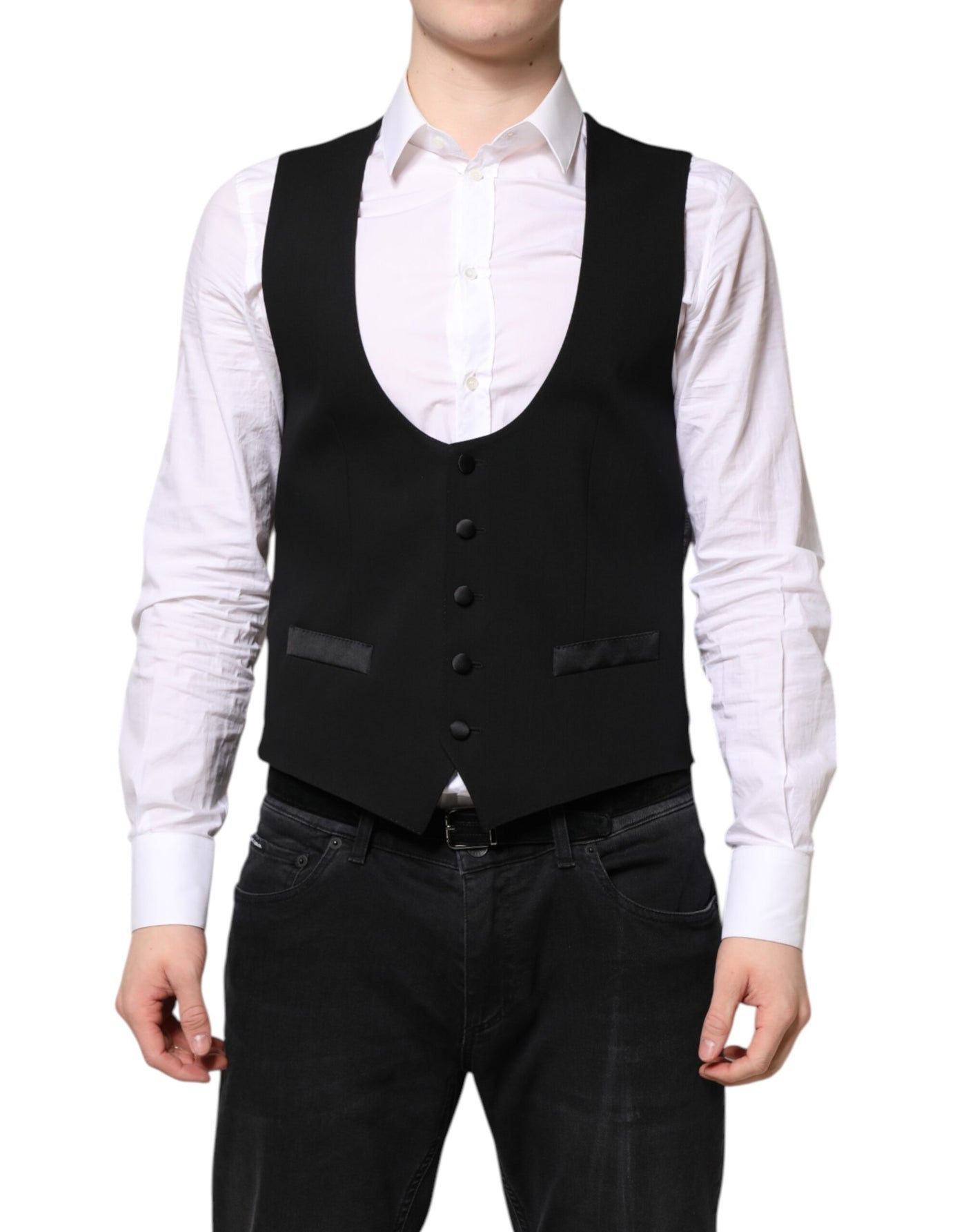 Robe gilet en laine noire Dolce &amp; Gabbana