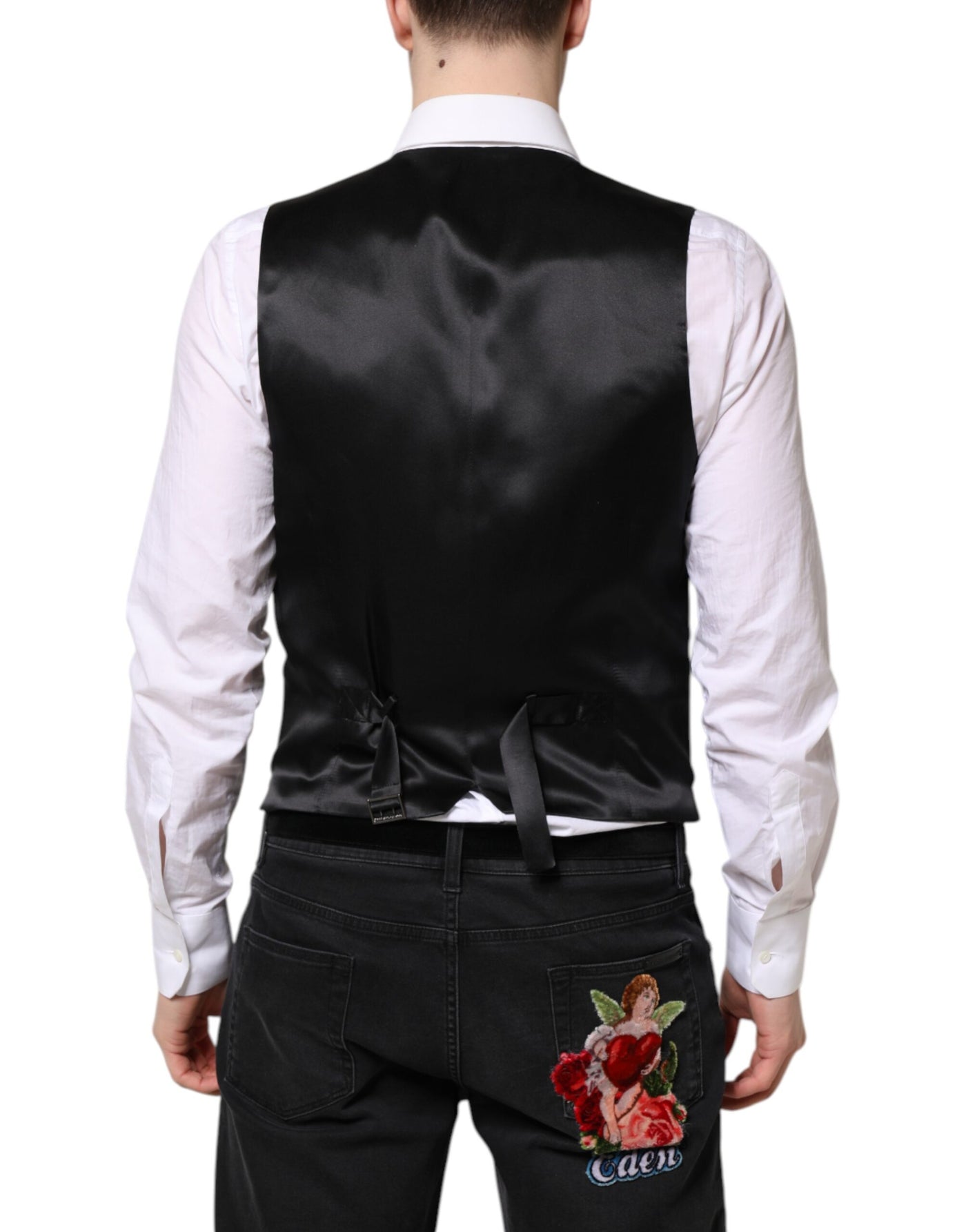 Robe gilet en laine noire Dolce &amp; Gabbana