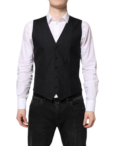 Dolce &amp; Gabbana Zwarte Wollen Vestjurk Formeel Vest
