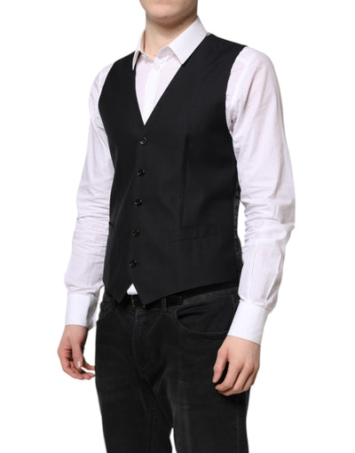 Dolce &amp; Gabbana Zwarte Wollen Vestjurk Formeel Vest