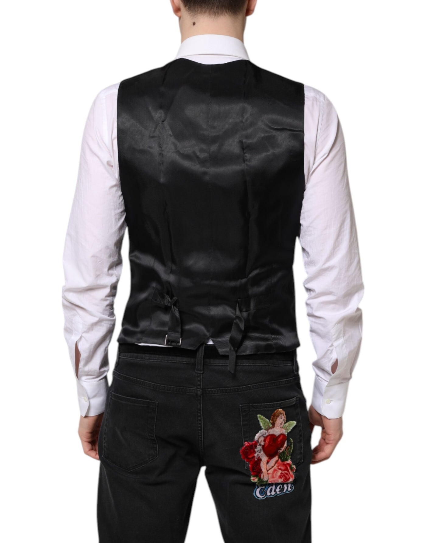 Dolce &amp; Gabbana Zwarte Wollen Vestjurk Formeel Vest