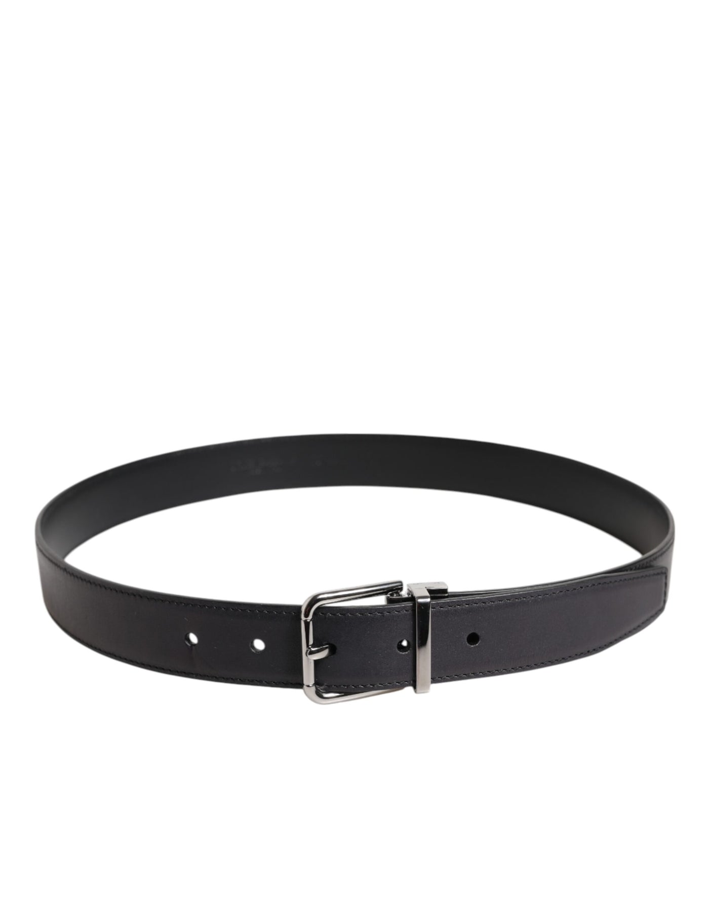 Ceinture Dolce &amp; Gabbana en cuir de veau noir classique avec boucle argentée