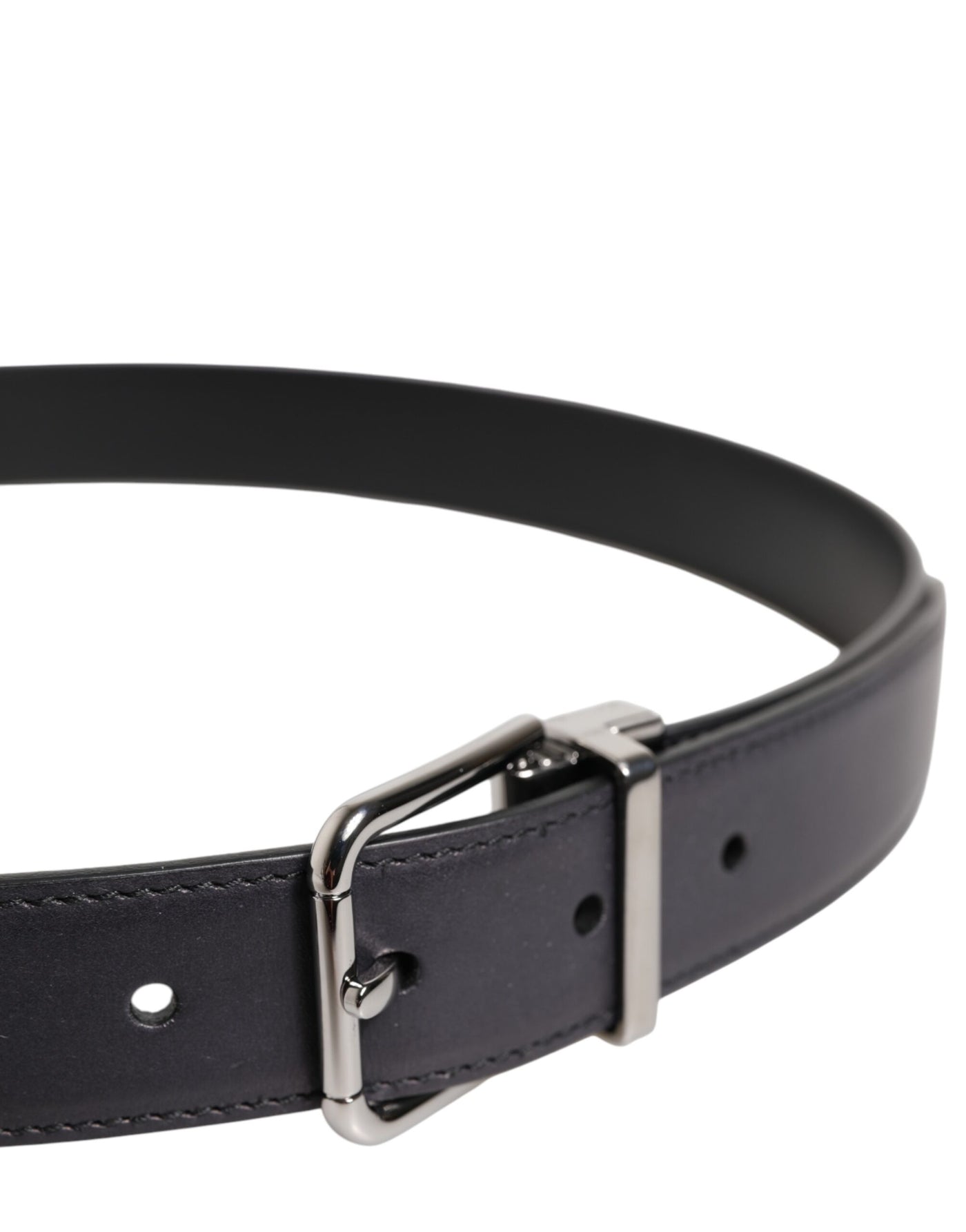 Ceinture Dolce &amp; Gabbana en cuir de veau noir classique avec boucle argentée