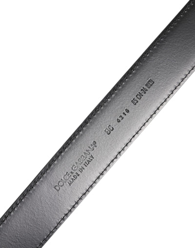 Ceinture Dolce &amp; Gabbana en cuir de veau noir classique avec boucle argentée