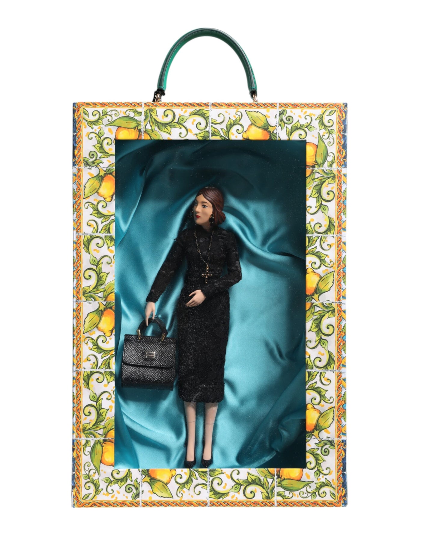 Robe noire Dolce &amp; Gabbana MARIA Défilé de mode en porcelaine Poupées en cuir Sicily
