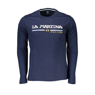 La Martina Chic Blauw Ronde Hals Geborduurd T-shirt
