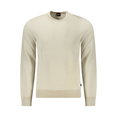 Pull homme en coton beige Hugo Boss