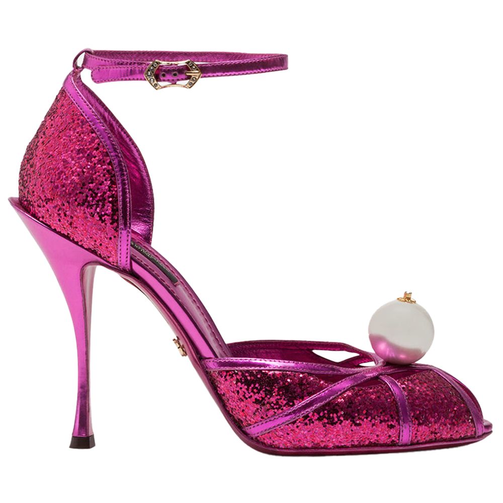 Dolce &amp; Gabbana Fuchsia Kalfsleren Sandaal