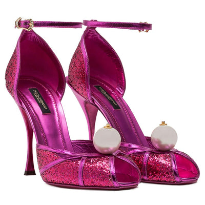 Dolce &amp; Gabbana Fuchsia Kalfsleren Sandaal