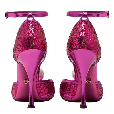Dolce &amp; Gabbana Fuchsia Kalfsleren Sandaal