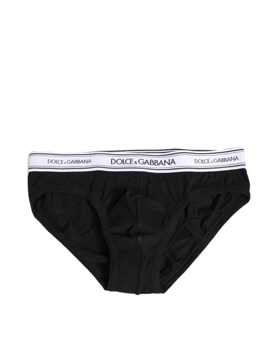 Dolce &amp; Gabbana Zwarte Katoenen Stretch Regular Slip Ondergoed