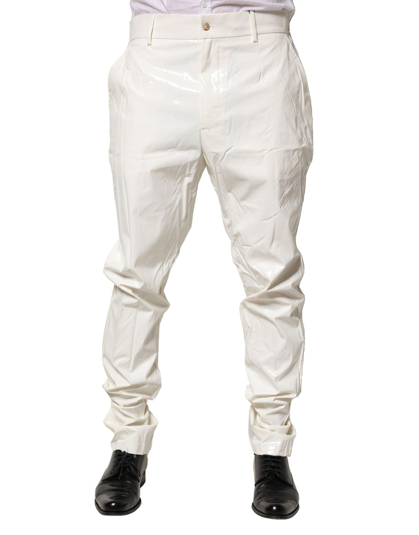Dolce &amp; Gabbana Witte Nylon Taps Toelopende Jurk Herenbroek
