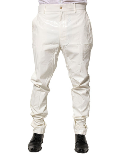 Dolce &amp; Gabbana Witte Nylon Taps Toelopende Jurk Herenbroek