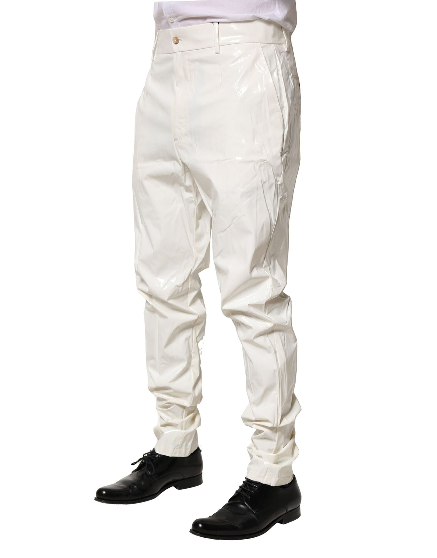Dolce &amp; Gabbana Witte Nylon Taps Toelopende Jurk Herenbroek