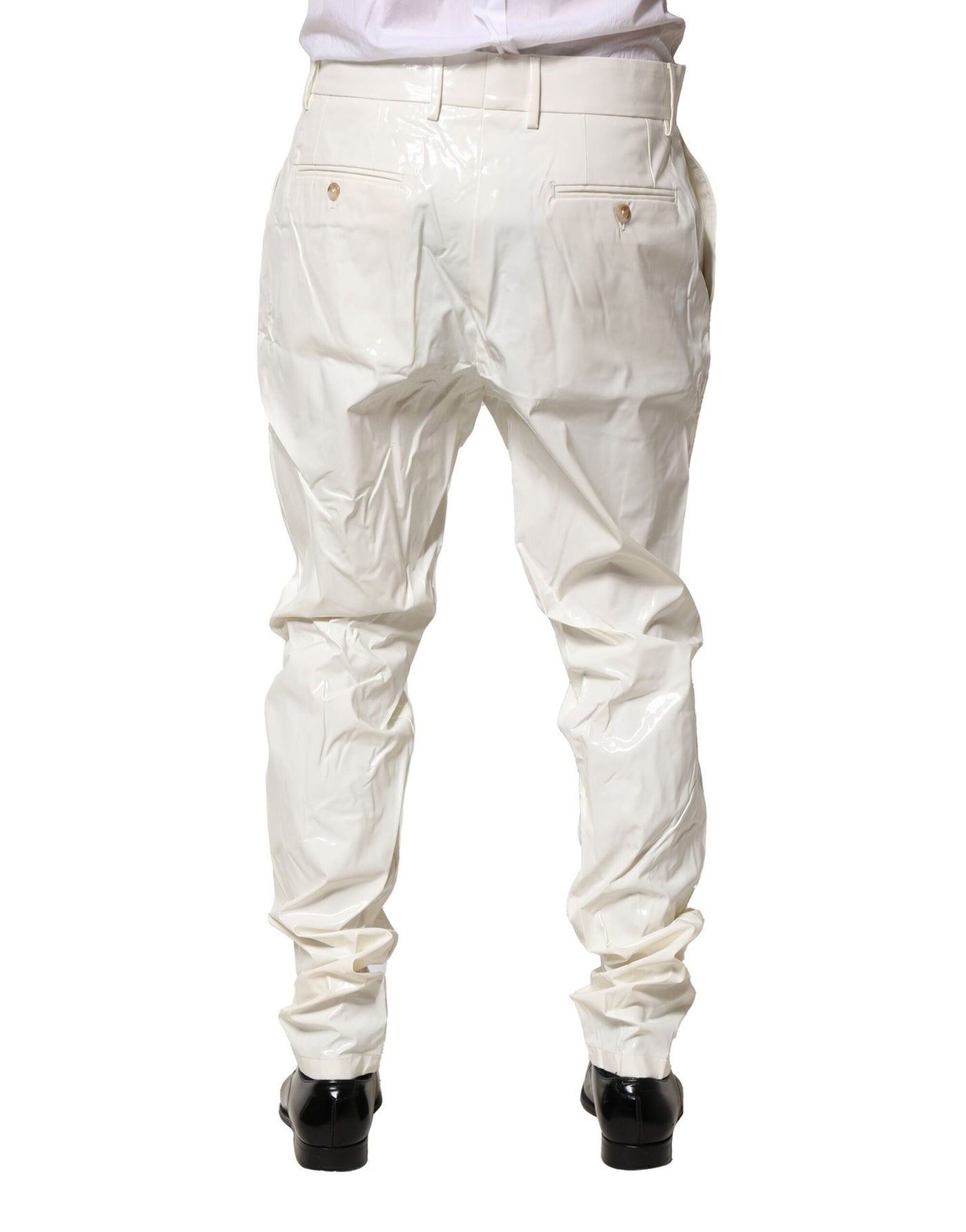 Dolce &amp; Gabbana Witte Nylon Taps Toelopende Jurk Herenbroek