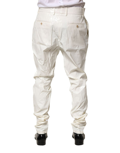 Dolce &amp; Gabbana Witte Nylon Taps Toelopende Jurk Herenbroek