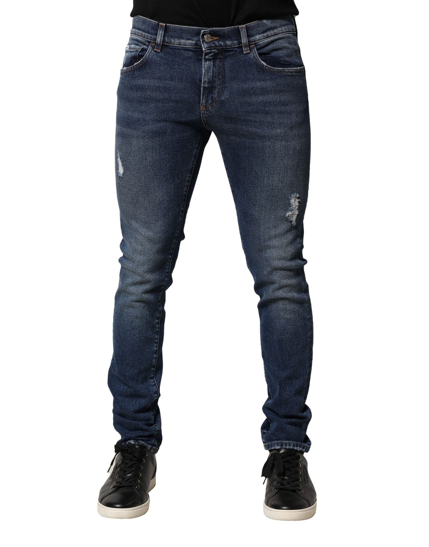 Dolce &amp; Gabbana Blue Washed Skinny Katoenen Denim Jeans