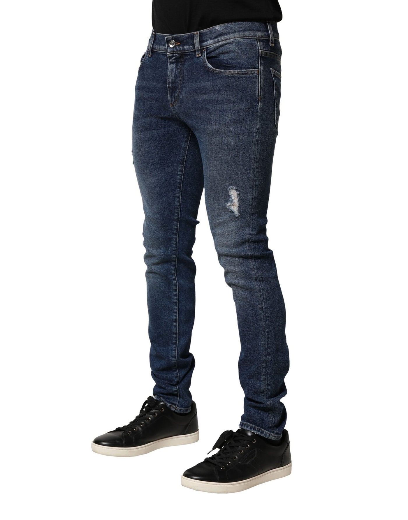 Dolce &amp; Gabbana Blue Washed Skinny Katoenen Denim Jeans
