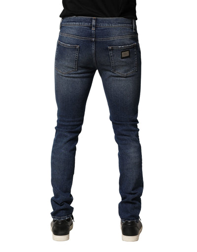 Dolce &amp; Gabbana Blue Washed Skinny Katoenen Denim Jeans