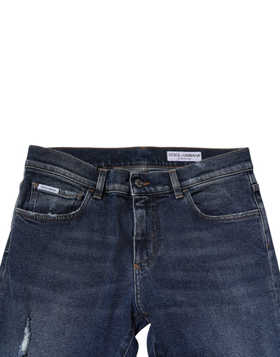 Dolce &amp; Gabbana Blue Washed Skinny Katoenen Denim Jeans