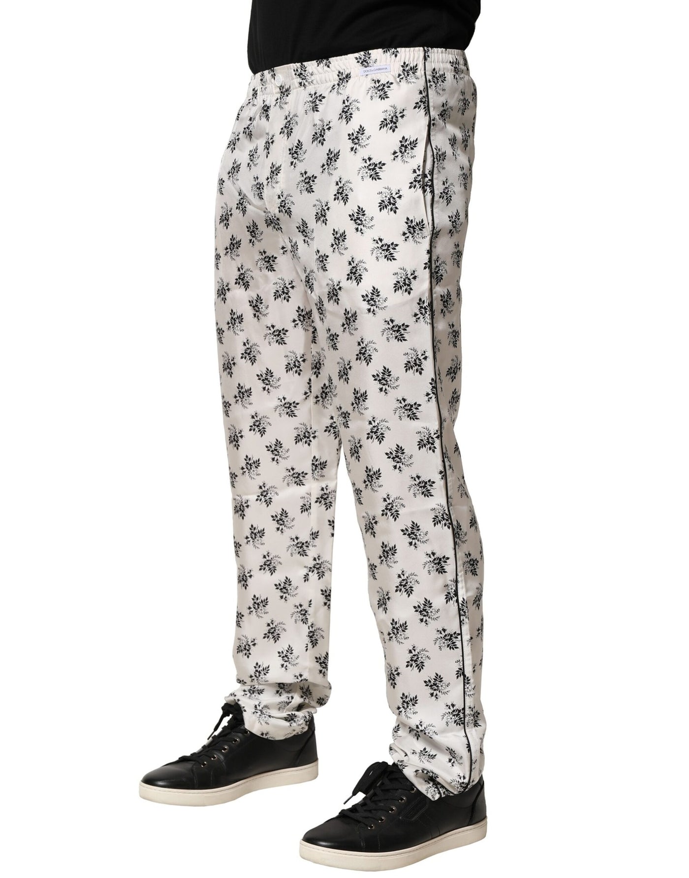 Dolce &amp; Gabbana Witte Bloemen Zijden Casual Loungebroek