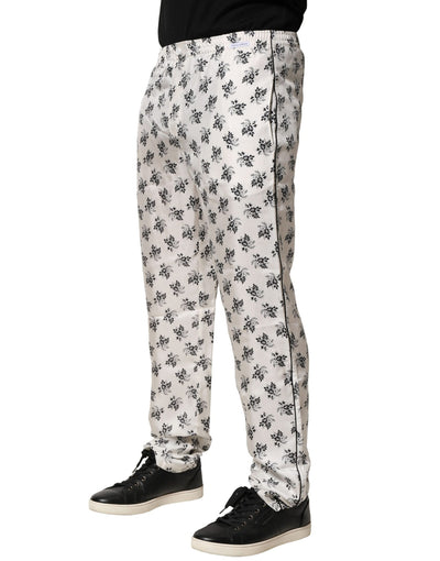 Dolce &amp; Gabbana Witte Bloemen Zijden Casual Loungebroek