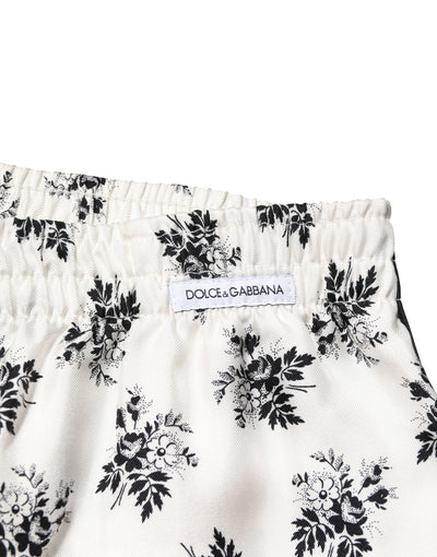 Dolce &amp; Gabbana Witte Bloemen Zijden Casual Loungebroek