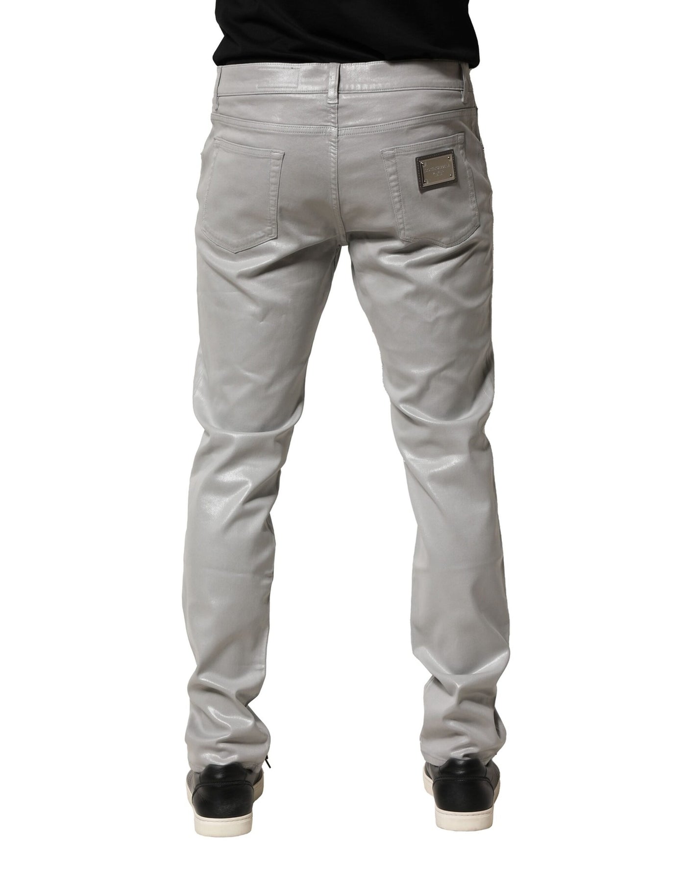 Dolce &amp; Gabbana Silver Cotton Stretch Slim Denim Jeans