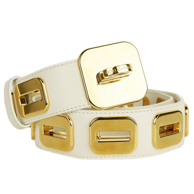 Dolce &amp; Gabbana Witte Kalfsleren Damesriem