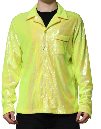 Chemise décontractée en polyester jaune à sequins Dolce &amp; Gabbana