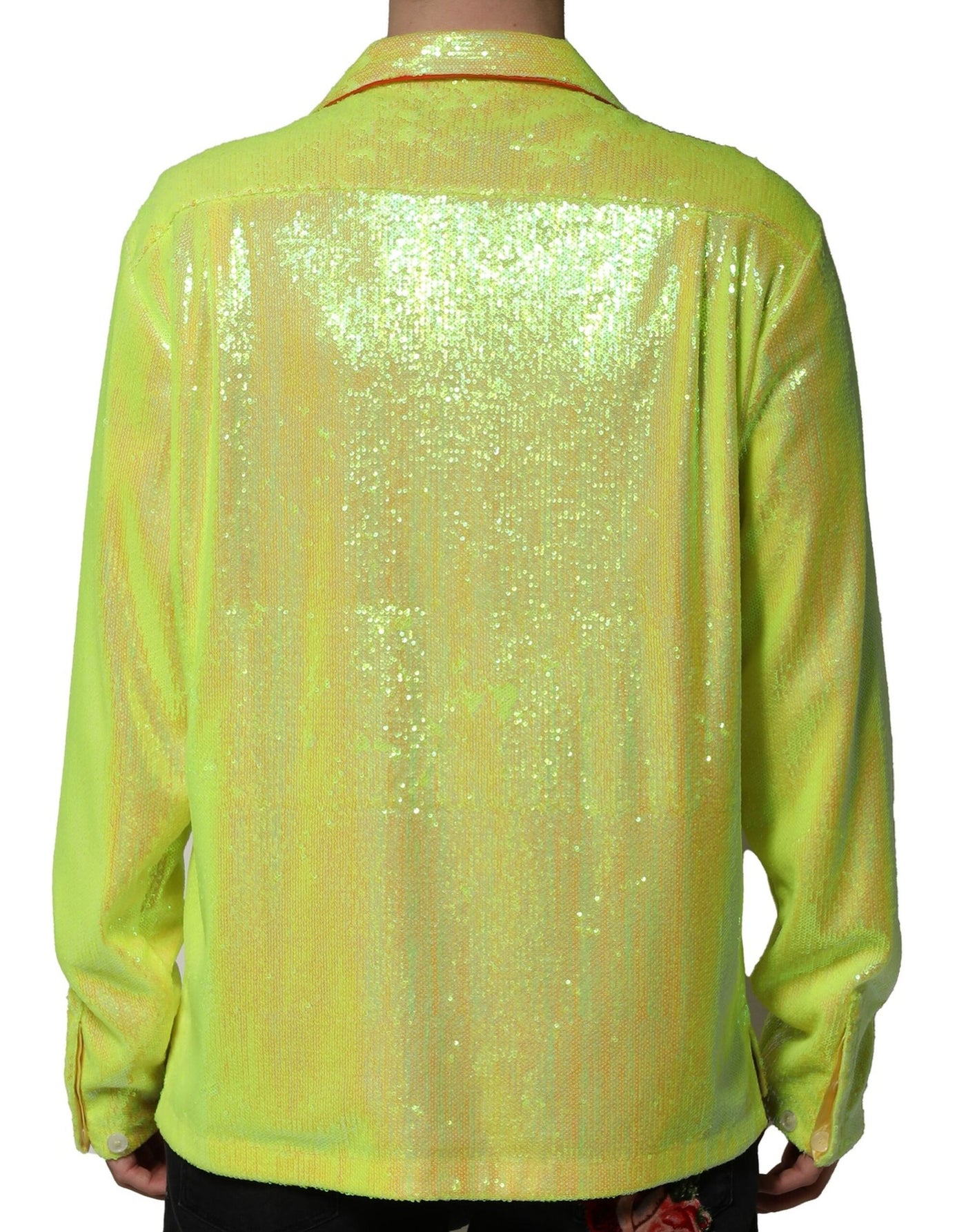 Chemise décontractée en polyester jaune à sequins Dolce &amp; Gabbana