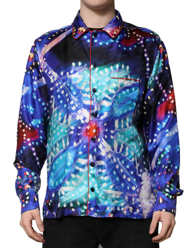Dolce &amp; Gabbana Multicolor Gedrukt Zijden Lounge Casual Shirt