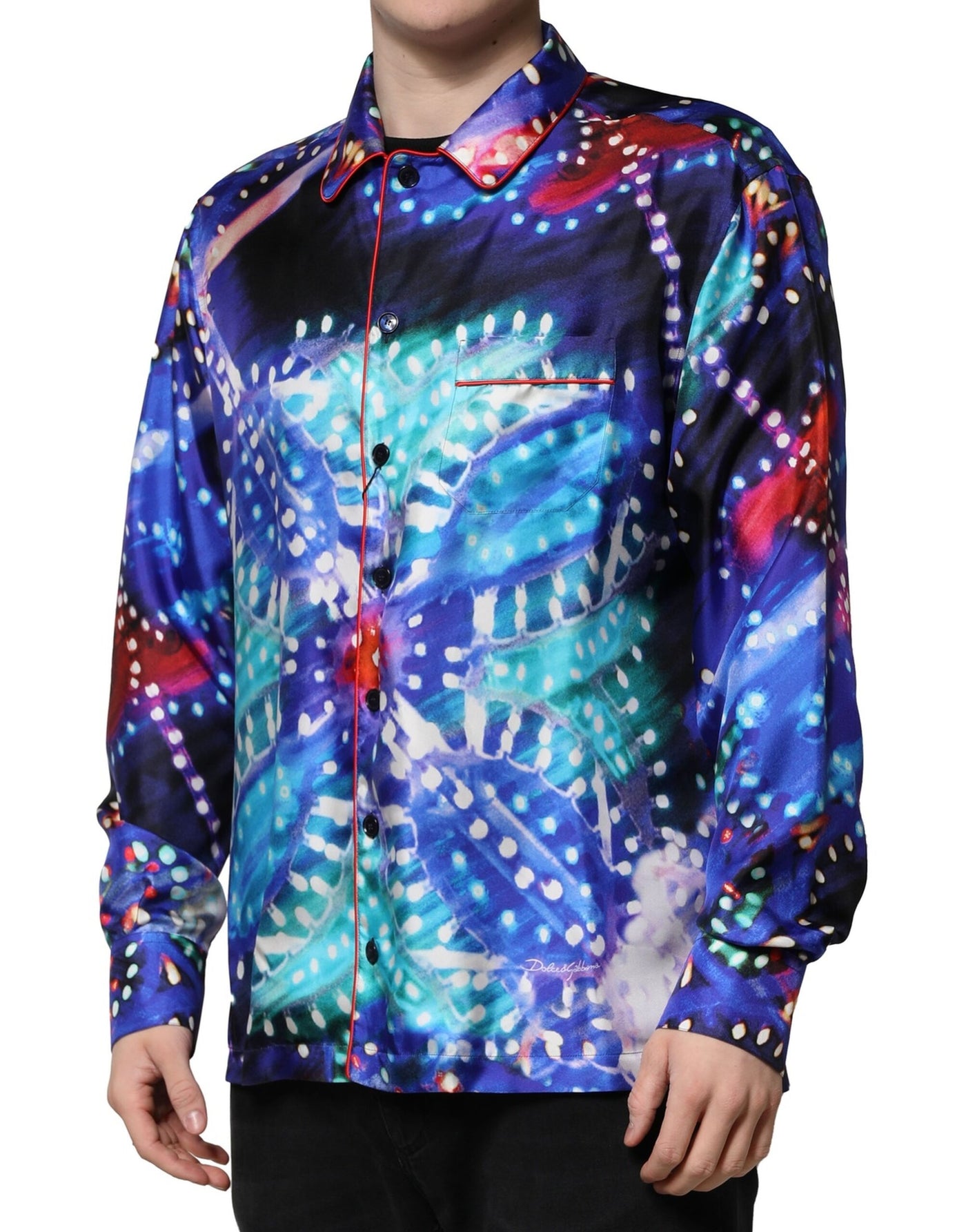 Dolce &amp; Gabbana Multicolor Gedrukt Zijden Lounge Casual Shirt