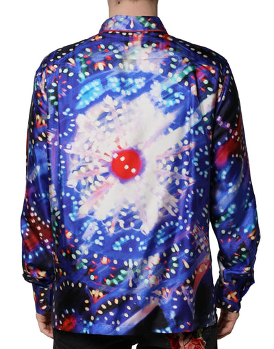 Dolce &amp; Gabbana Multicolor Gedrukt Zijden Lounge Casual Shirt