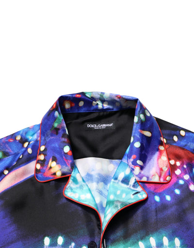 Dolce &amp; Gabbana Multicolor Gedrukt Zijden Lounge Casual Shirt