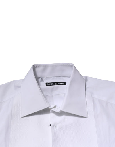 Dolce &amp; Gabbana Witgouden Kroon Katoenen Jurk Formeel Overhemd