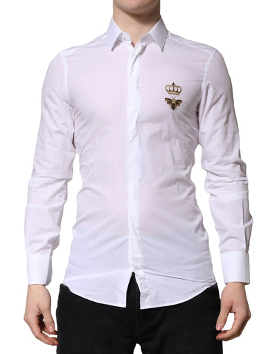 Dolce &amp; Gabbana White GOLD Crown Bee Heren Formeel Overhemd