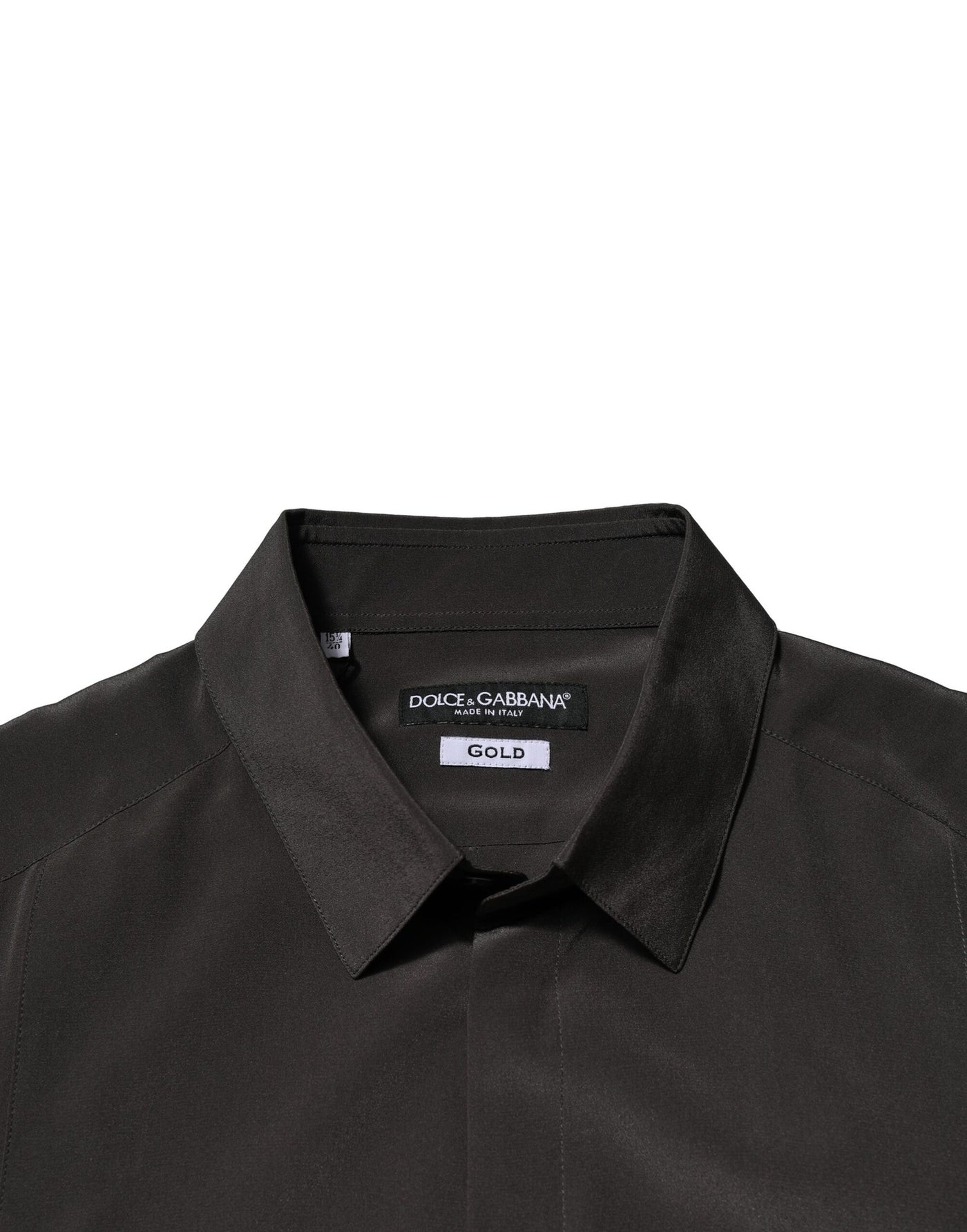 Chemise habillée marron foncé en soie dorée pour homme Dolce &amp; Gabbana