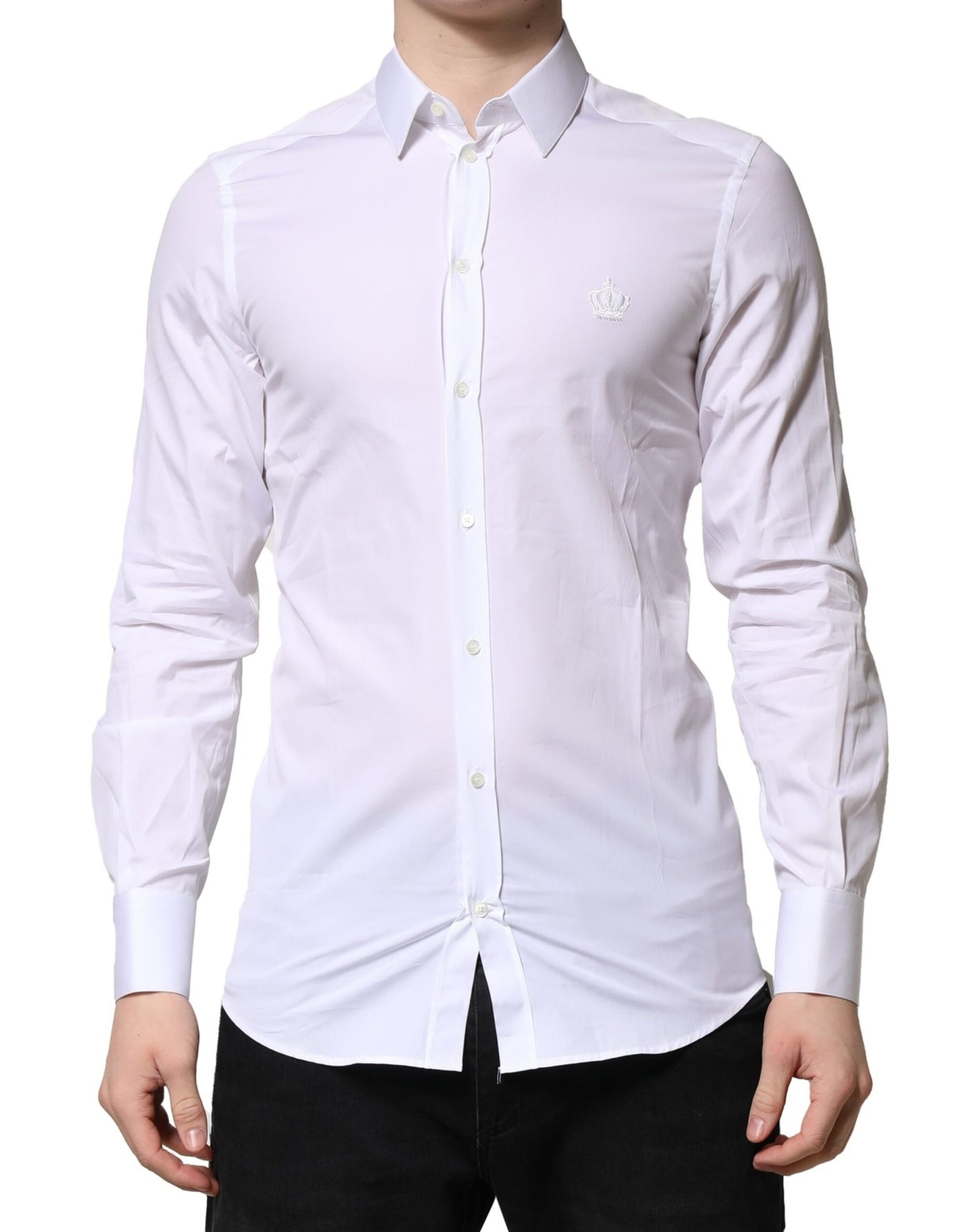 Dolce &amp; Gabbana Witgouden Lange Mouwen Heren Formele Overhemd