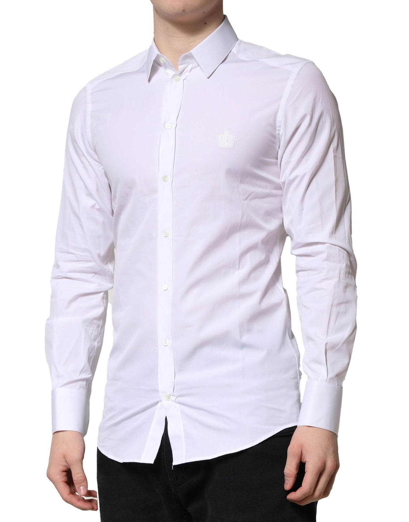 Dolce &amp; Gabbana Witgouden Lange Mouwen Heren Formele Overhemd
