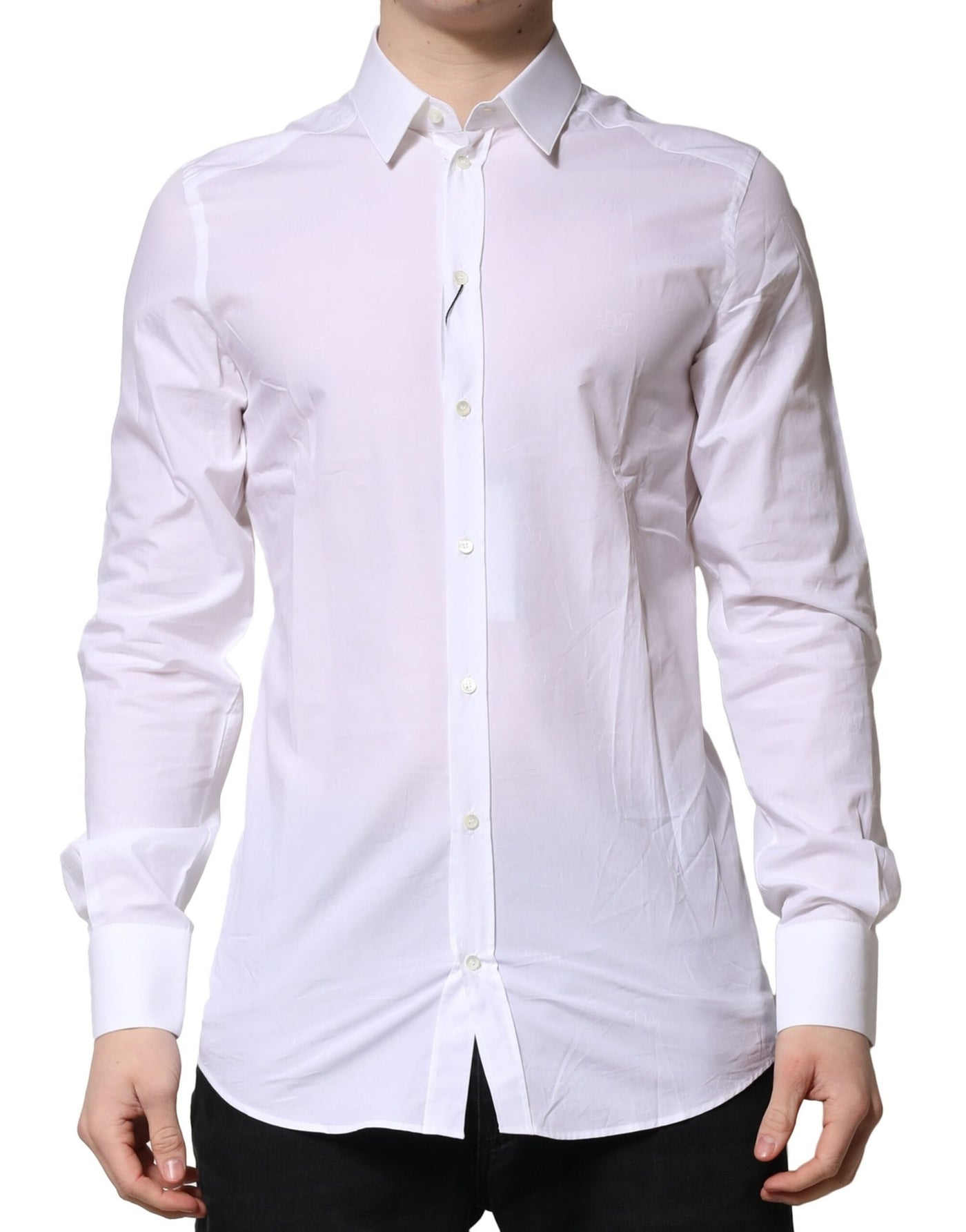 Dolce &amp; Gabbana Witgouden Lange Mouwen Jurk Formeel Overhemd