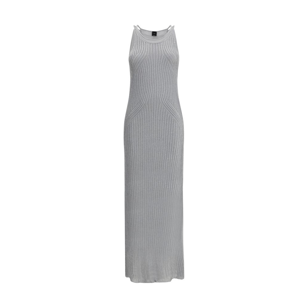 PINKO Metallic gebreide lange jurk